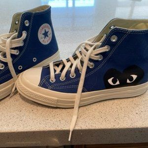 Blue Comme Des Garsons x Converse high tops size 9 womens and 7 mens